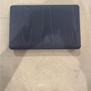 Vintage blue grossgrain ribbon style clamshell travel jewelry box. GUC!